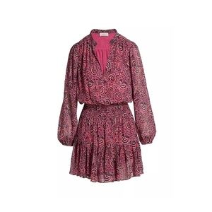 ALC Sari Floral Long Sleeve Silk Dress